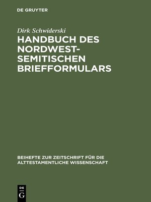 cover image of Handbuch des nordwestsemitischen Briefformulars